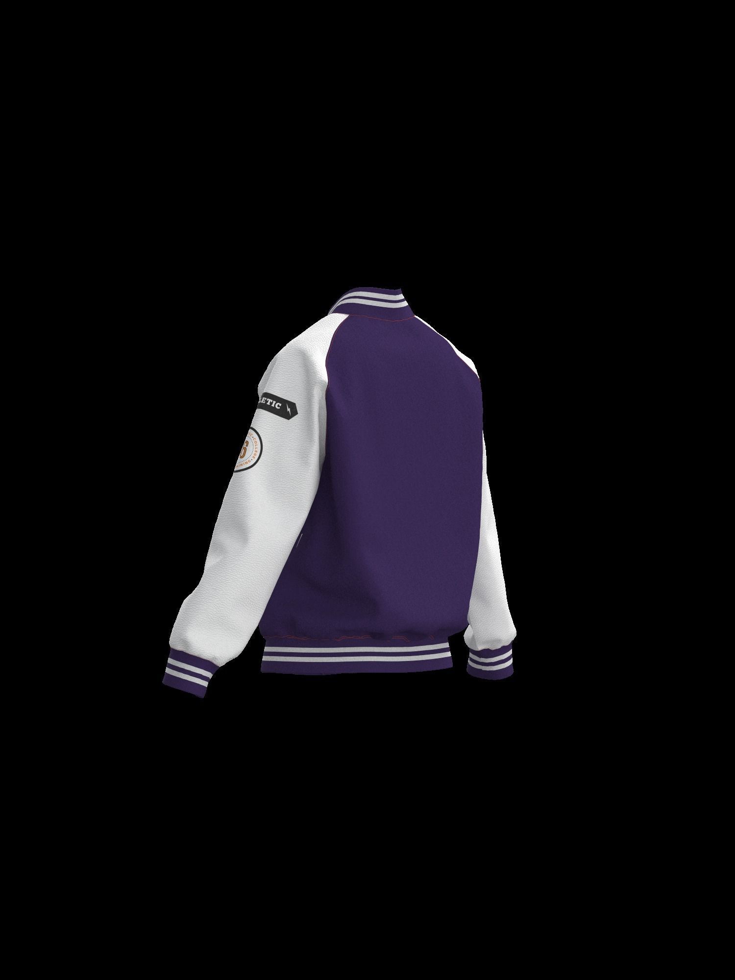 Female raglan varsity jacket 3D model_2