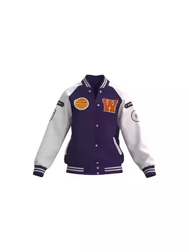 Female raglan varsity jacket 3D model