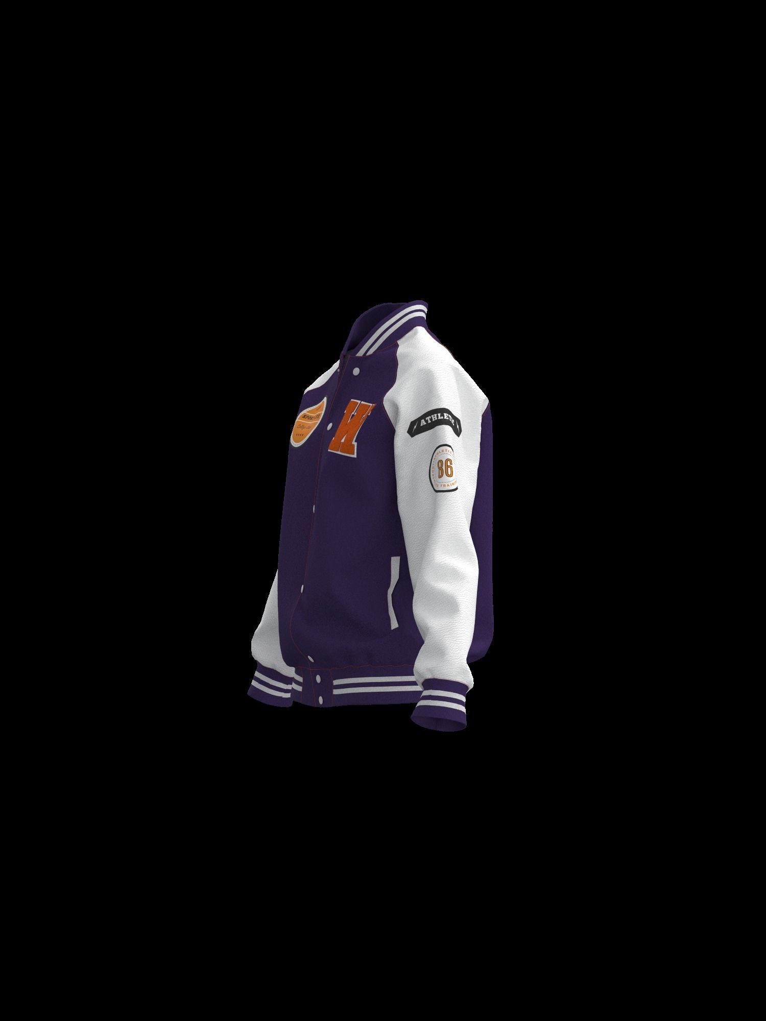 Female raglan varsity jacket 3D model_5