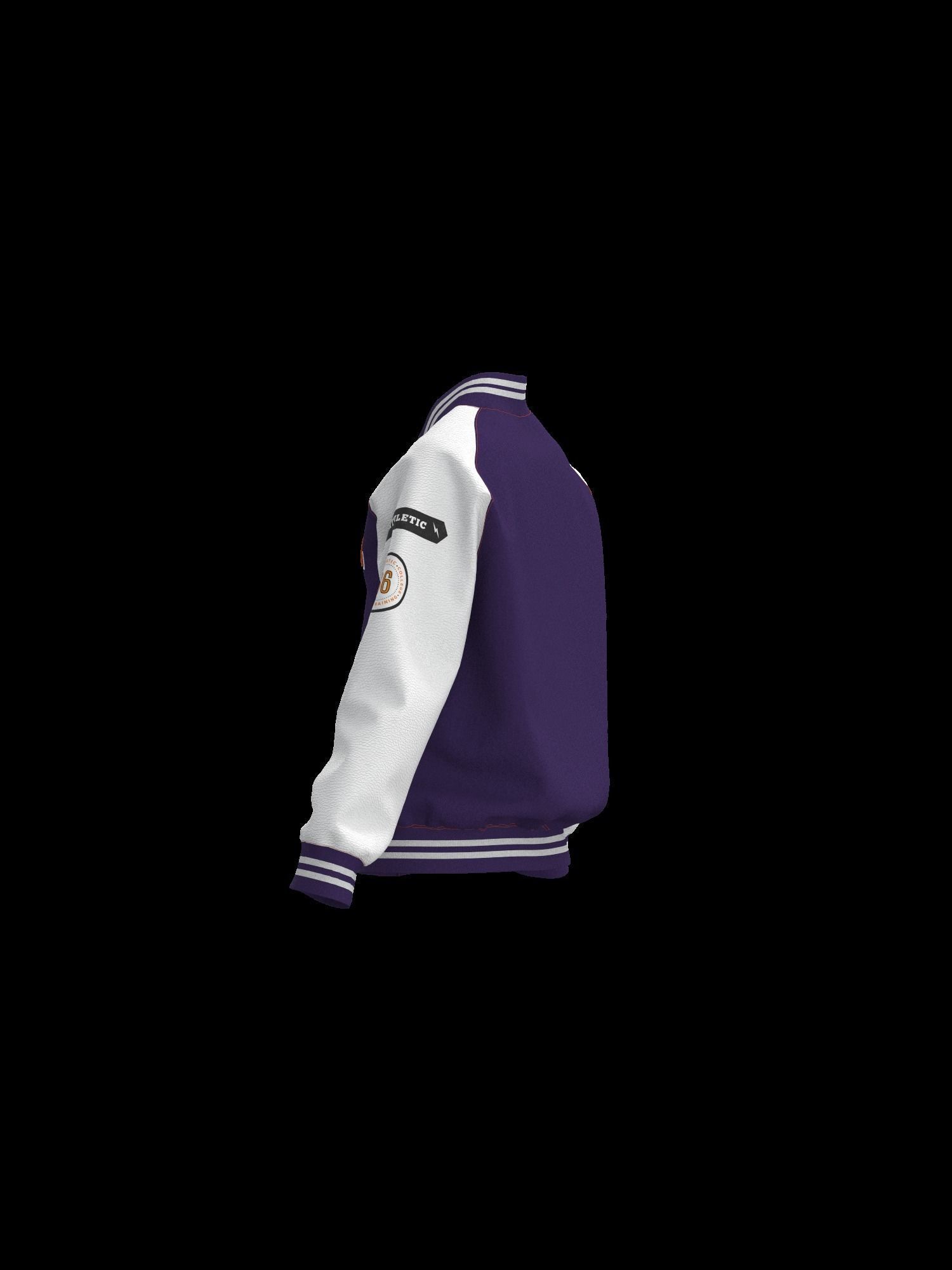 Female raglan varsity jacket 3D model_3