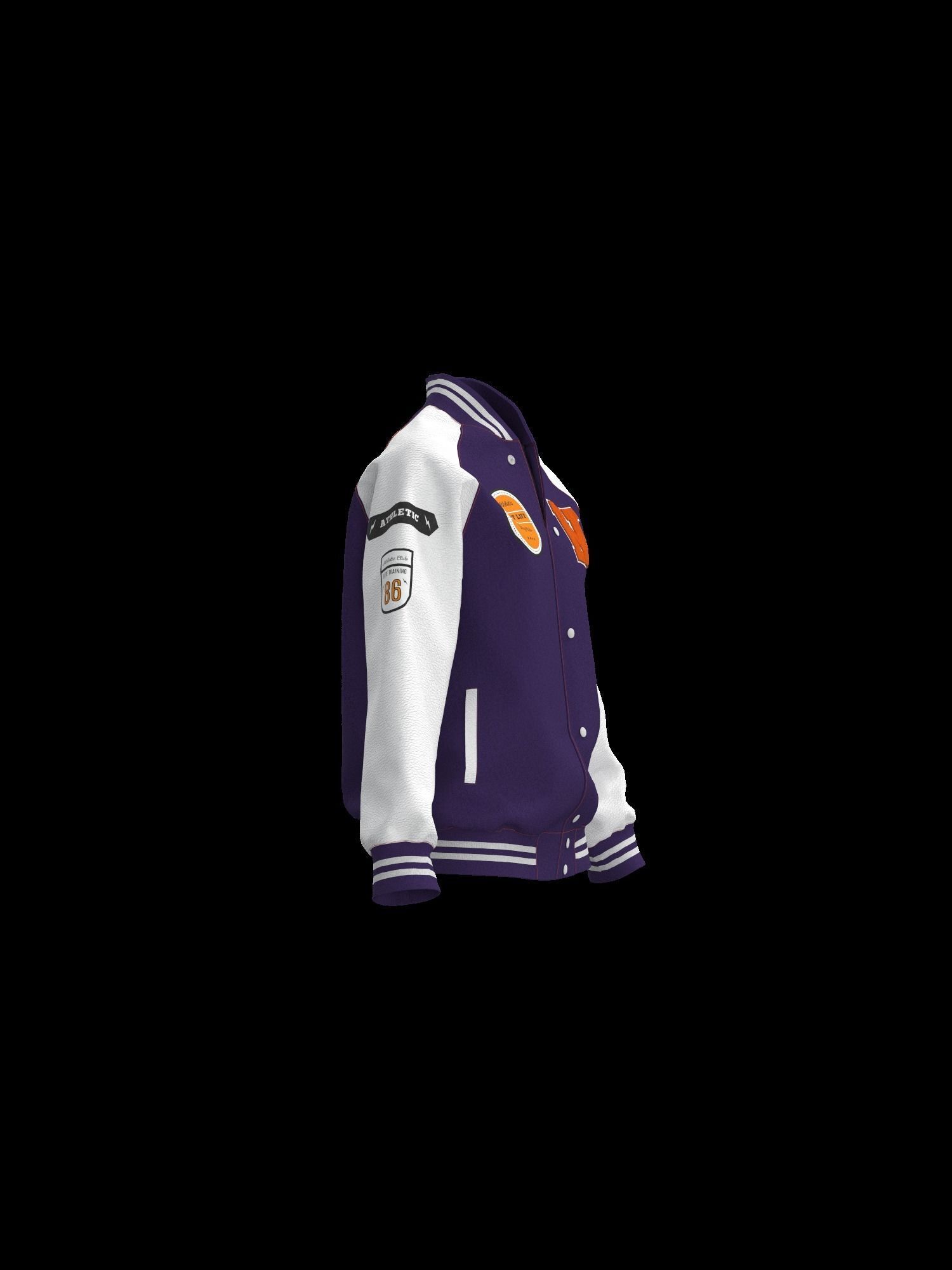 Female raglan varsity jacket 3D model_10