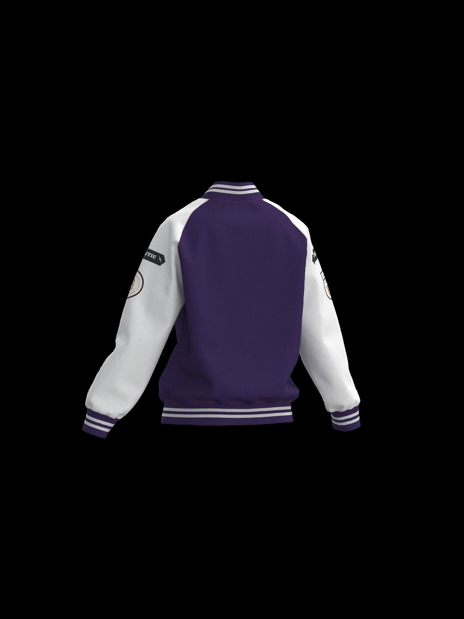 Female raglan varsity jacket 3D model_1