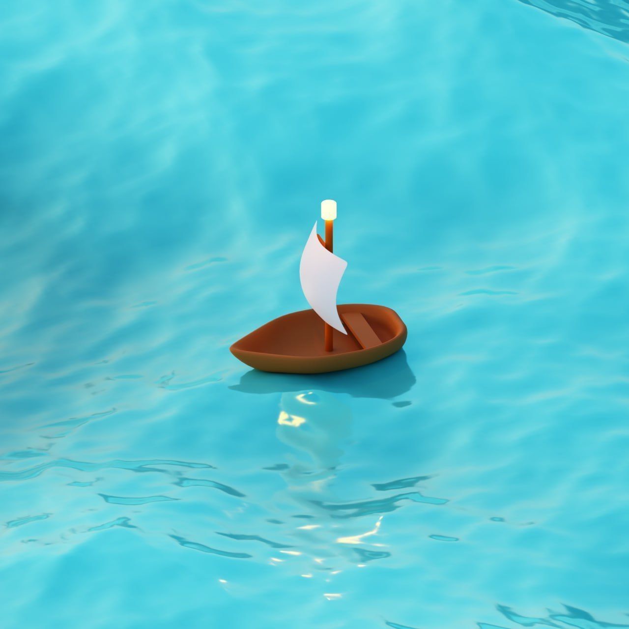 Boat in ocean 3D model_1