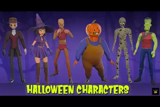 Halloween Characters Pack 3D lowpoly pack