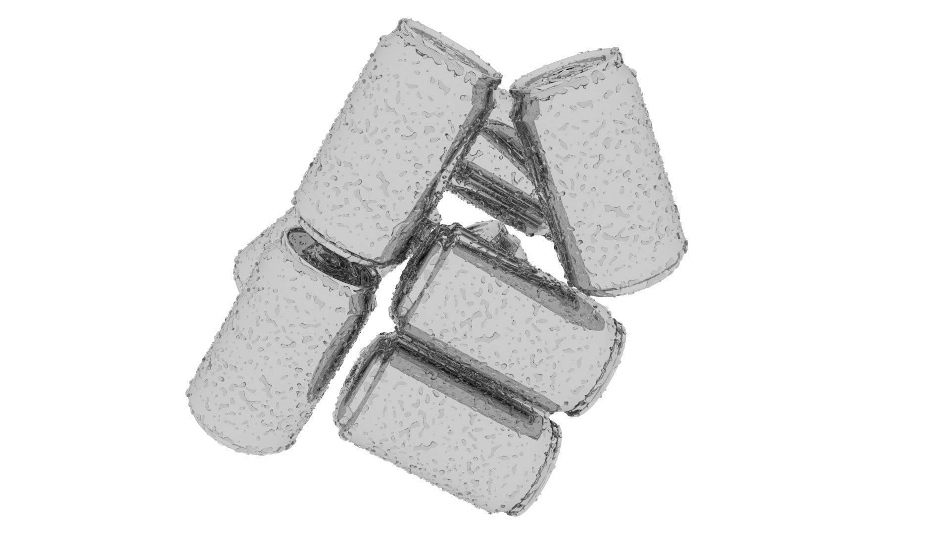 Wet Aluminium Soda Cans Set 3D model_14