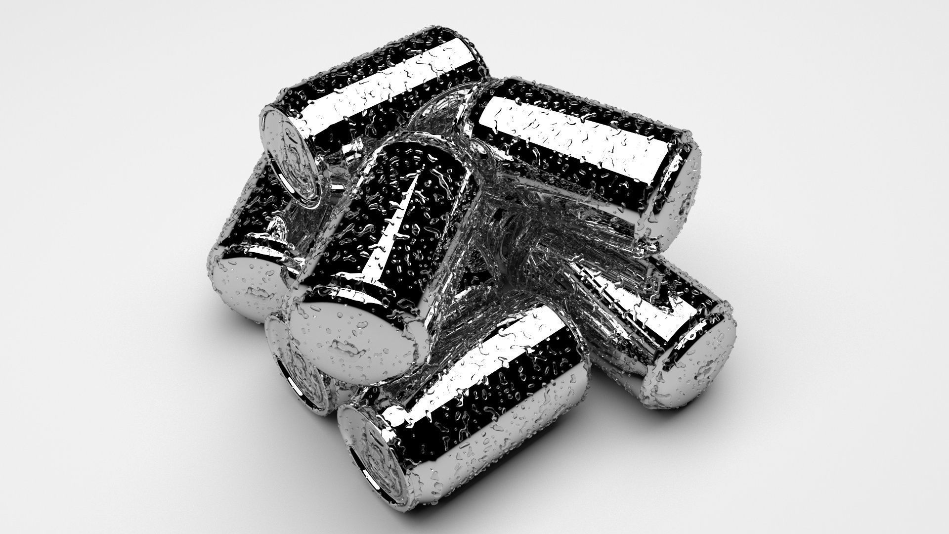 Wet Aluminium Soda Cans Set 3D model_2