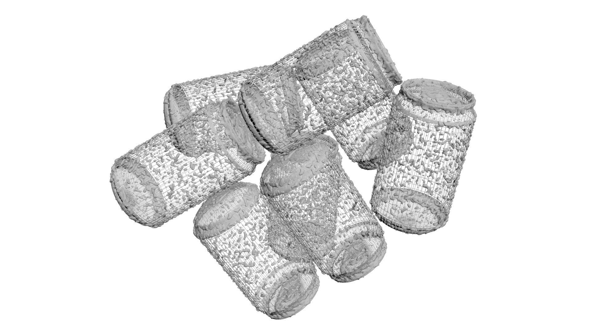 Wet Aluminium Soda Cans Set 3D model_22