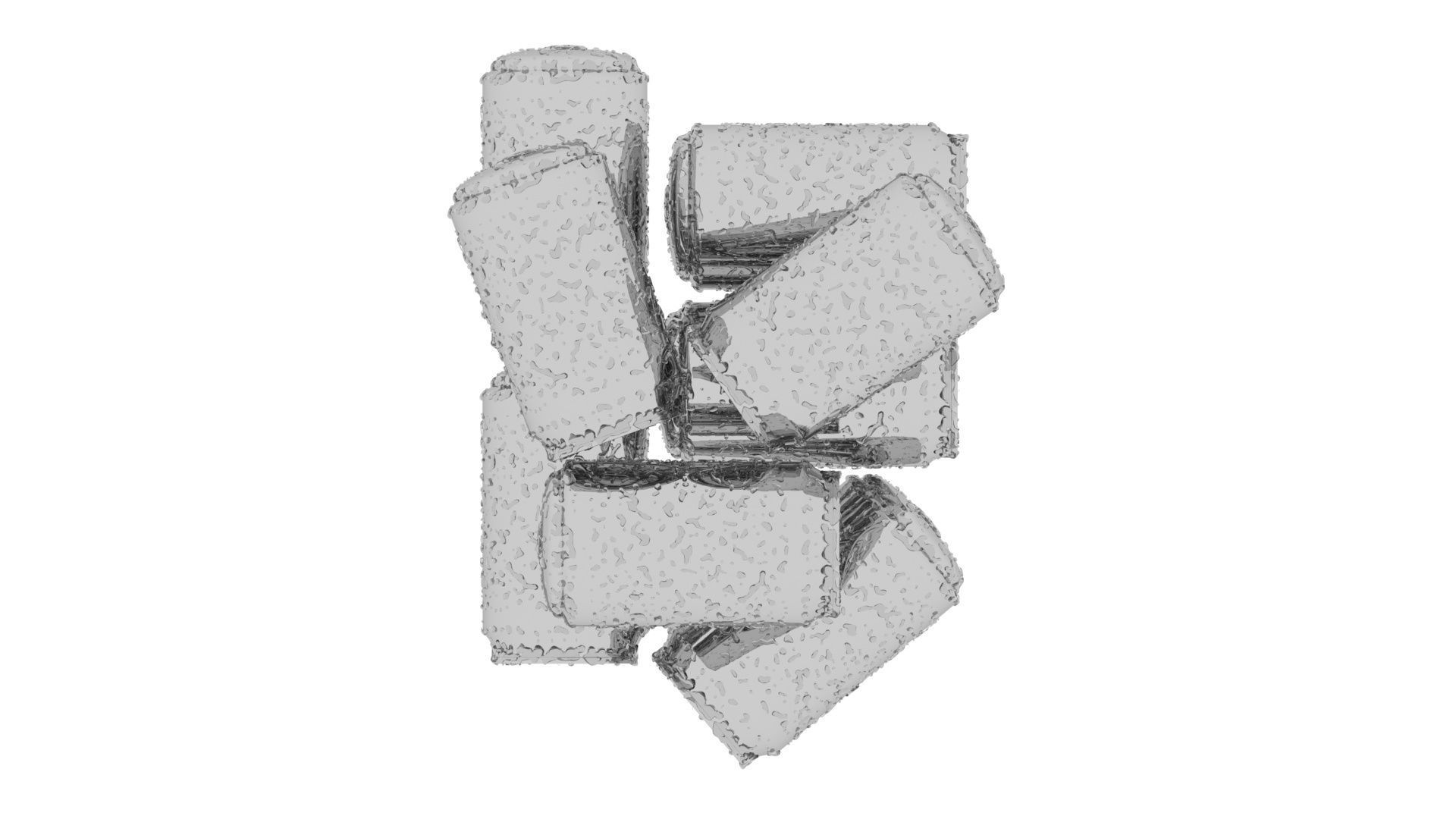 Wet Aluminium Soda Cans Set 3D model_16