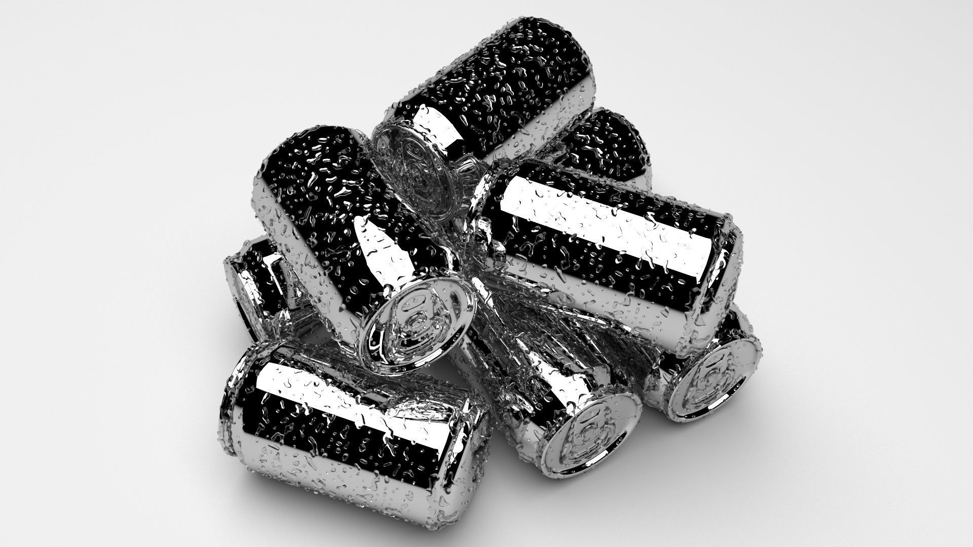 Wet Aluminium Soda Cans Set 3D model_1