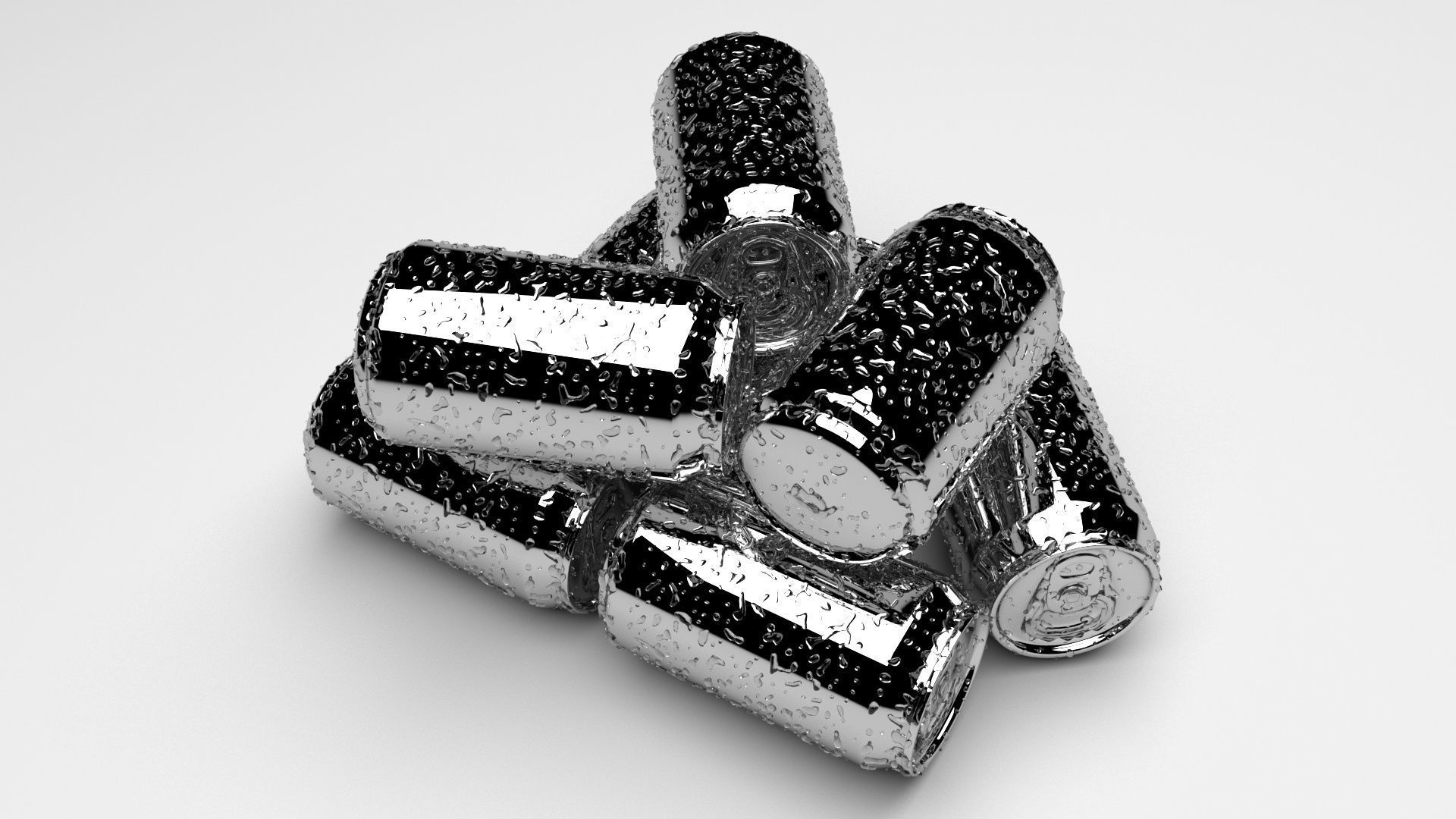 Wet Aluminium Soda Cans Set 3D model_4