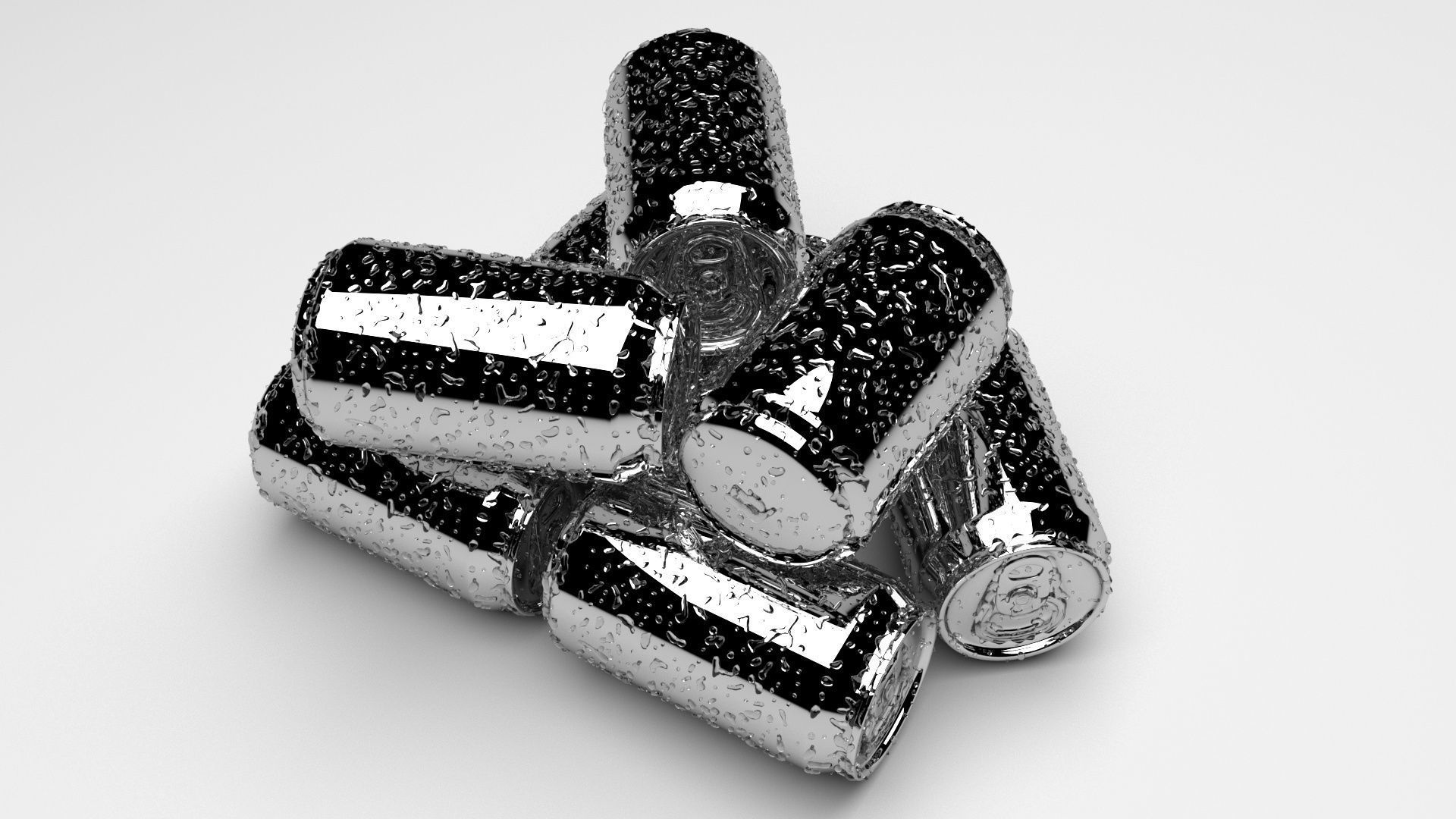 Wet Aluminium Soda Cans Set 3D model_7