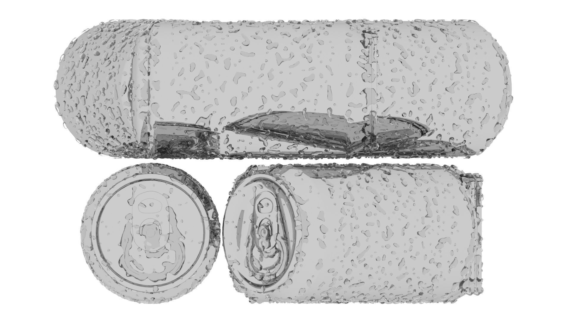 Wet Aluminium Soda Cans Set 3D model_15