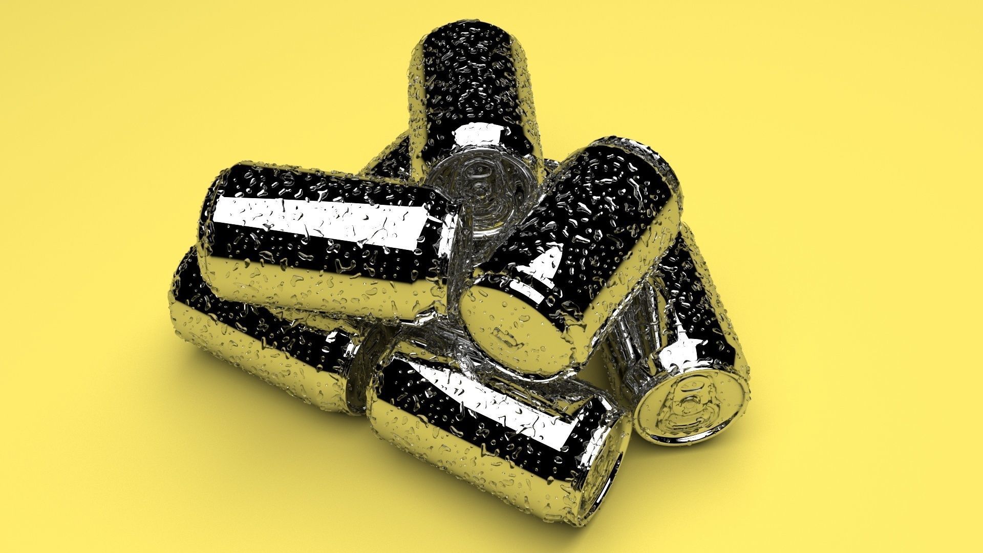 Wet Aluminium Soda Cans Set 3D model_8