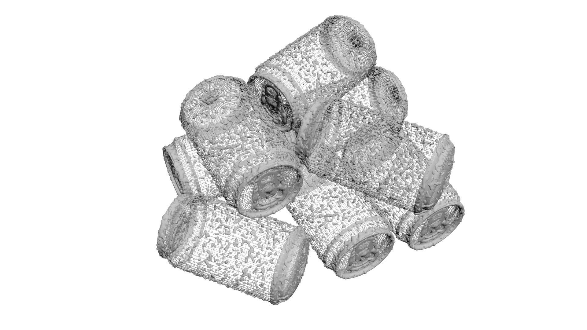 Wet Aluminium Soda Cans Set 3D model_19