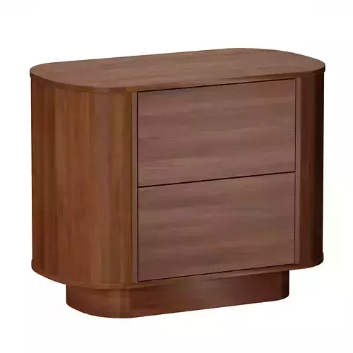 Panos Curved Acacia Wood Nightstand