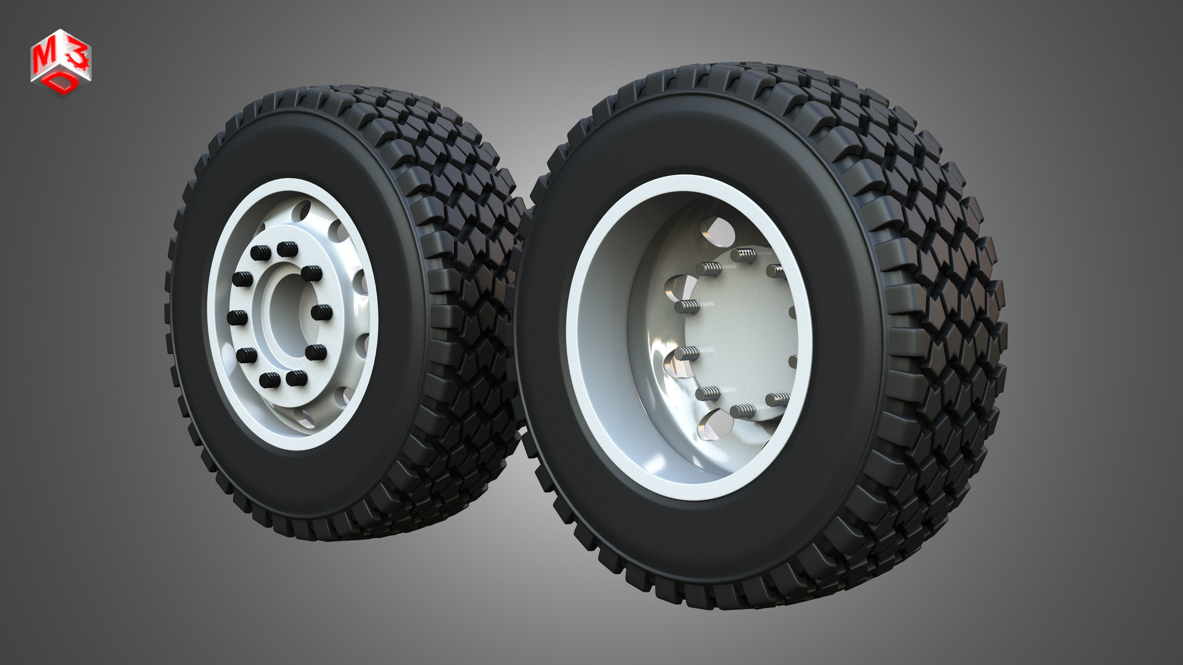 Twin Truck Wheels and Tires TWT1 3D print model_5