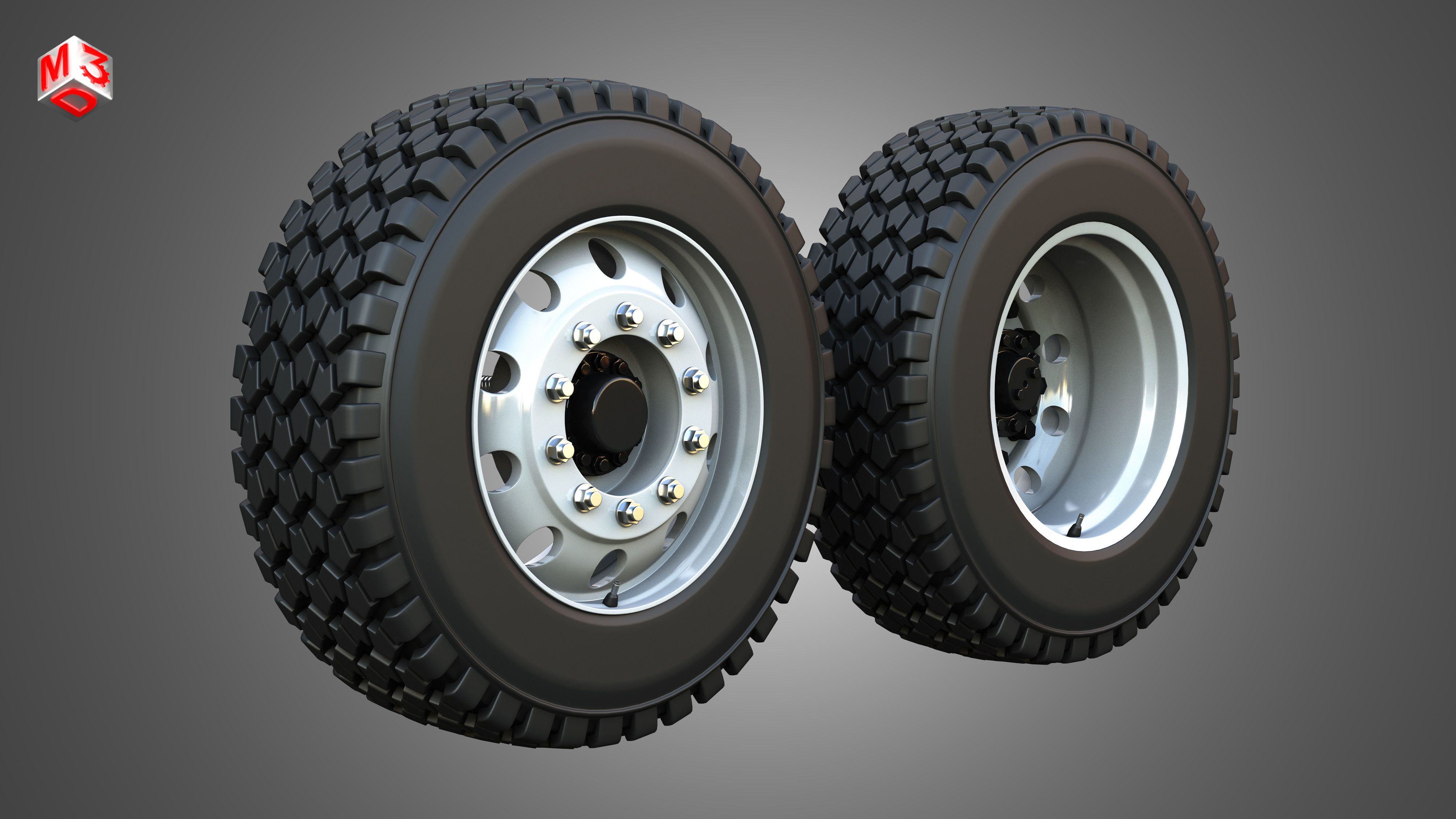 Twin Truck Wheels and Tires TWT1 3D print model_2