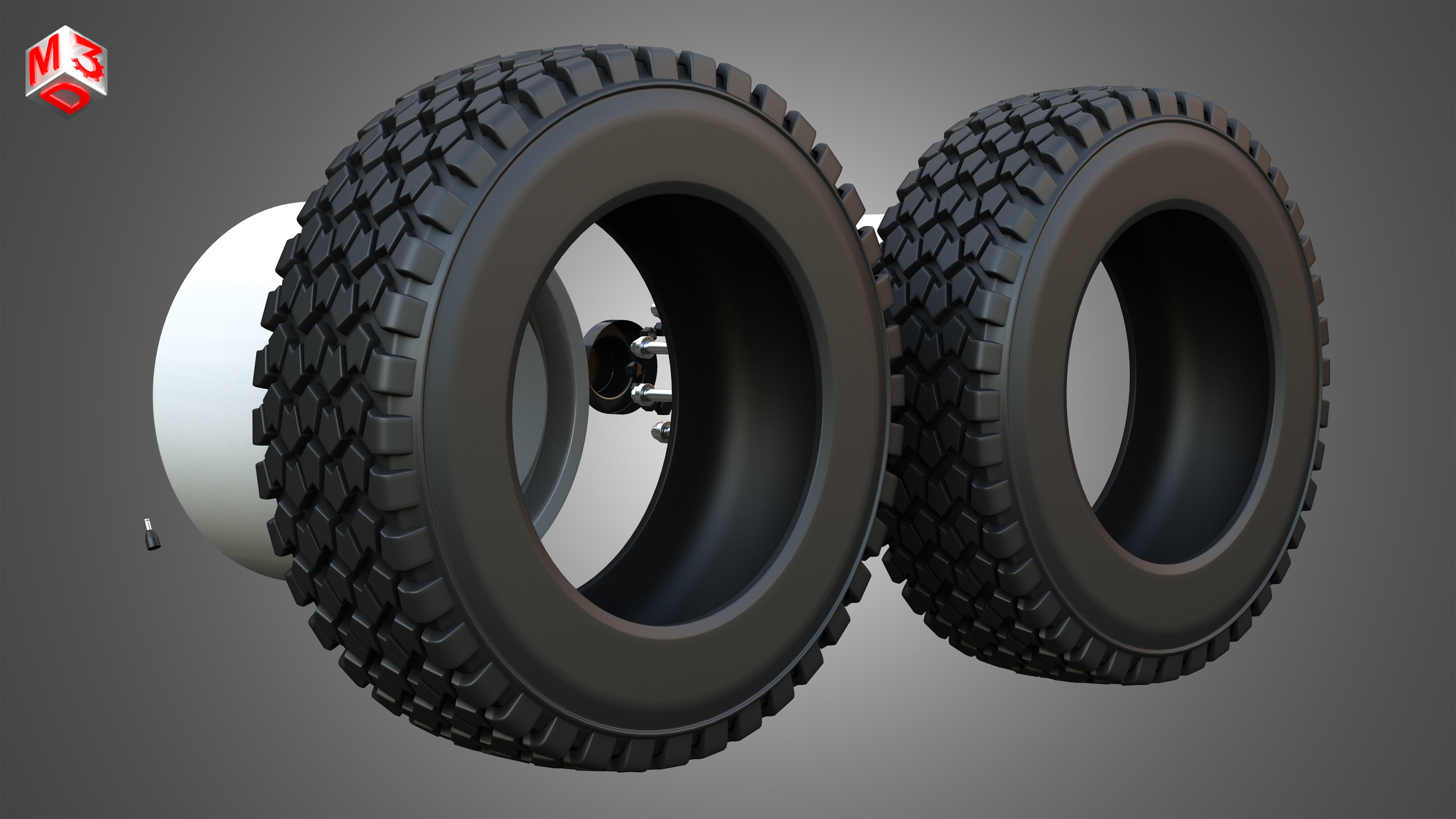 Twin Truck Wheels and Tires TWT1 3D print model_9