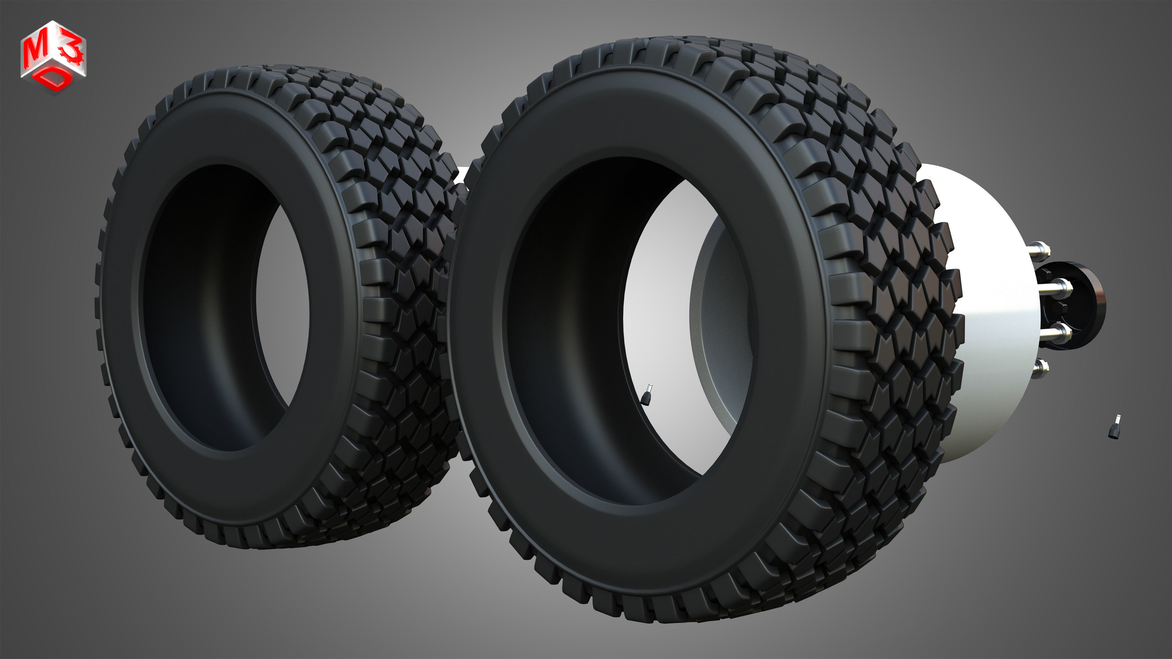 Twin Truck Wheels and Tires TWT1 3D print model_8
