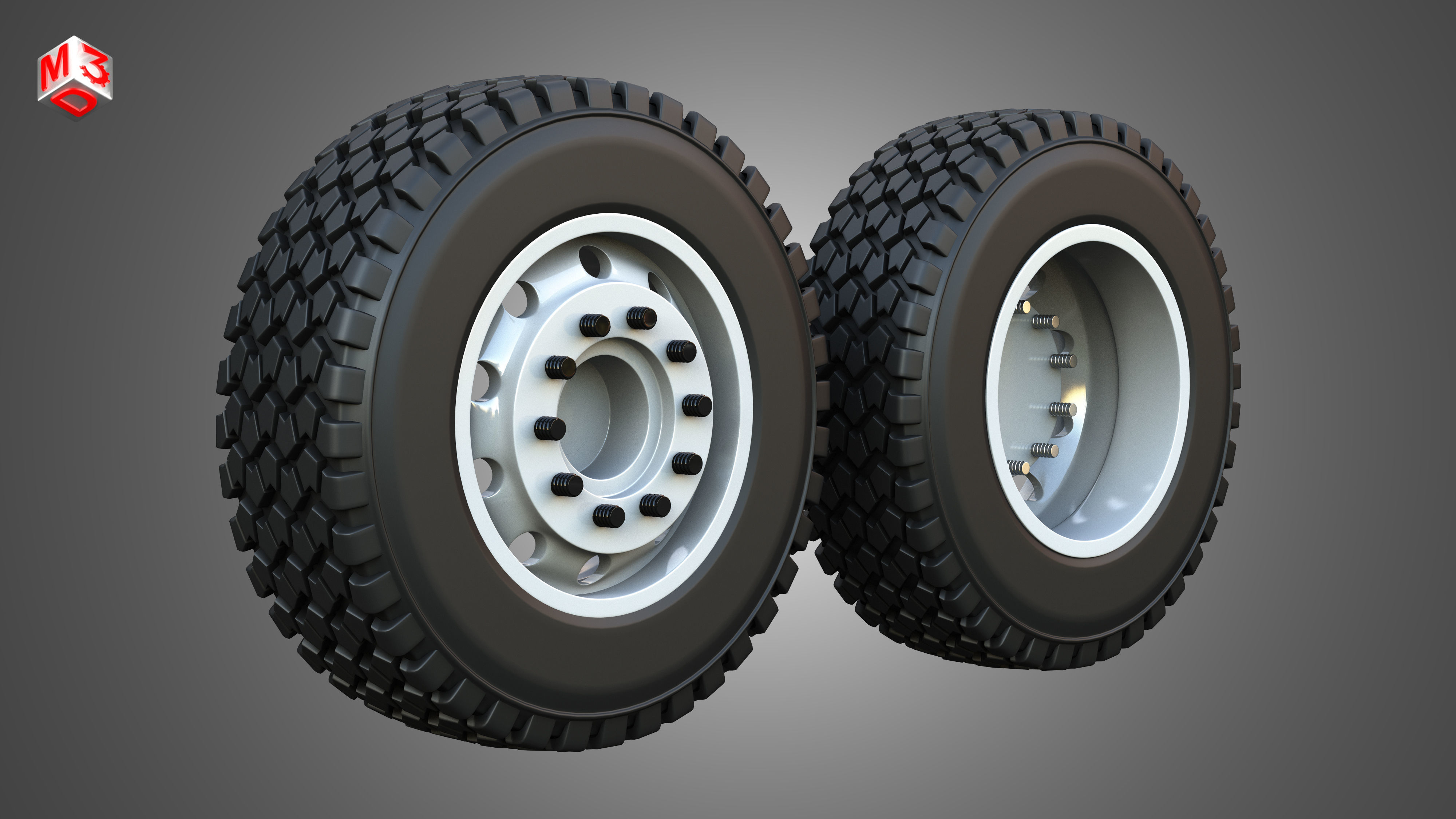 Twin Truck Wheels and Tires TWT1 3D print model_3