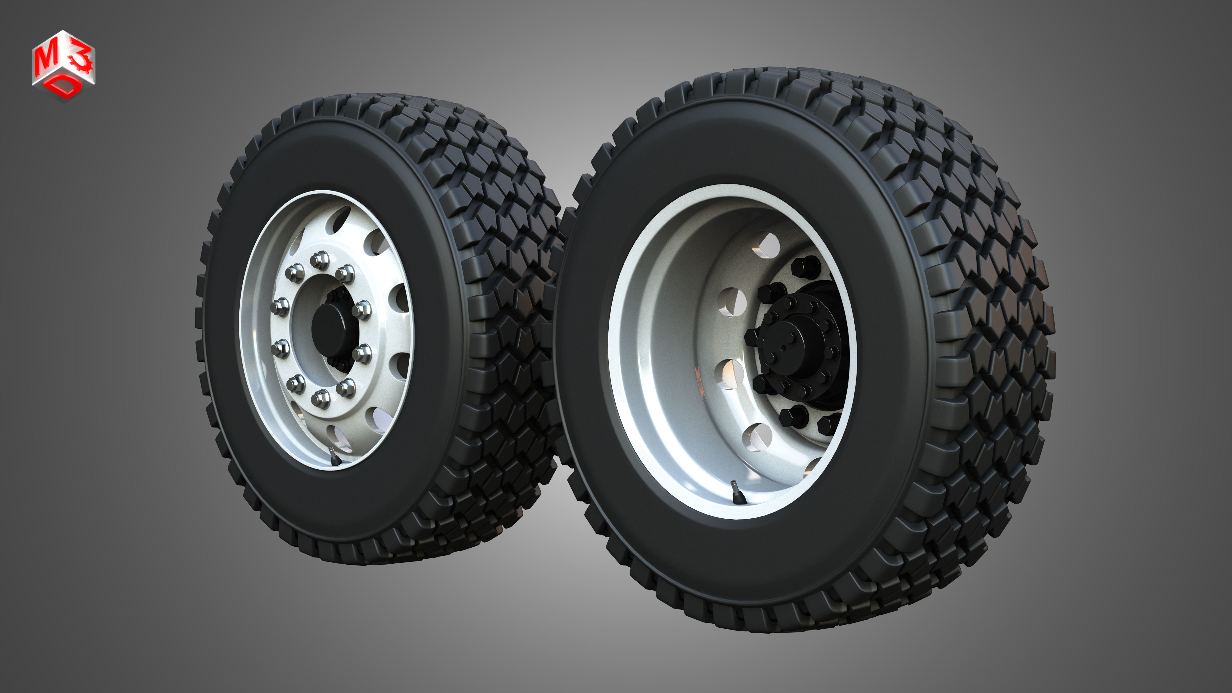 Twin Truck Wheels and Tires TWT1 3D print model_4