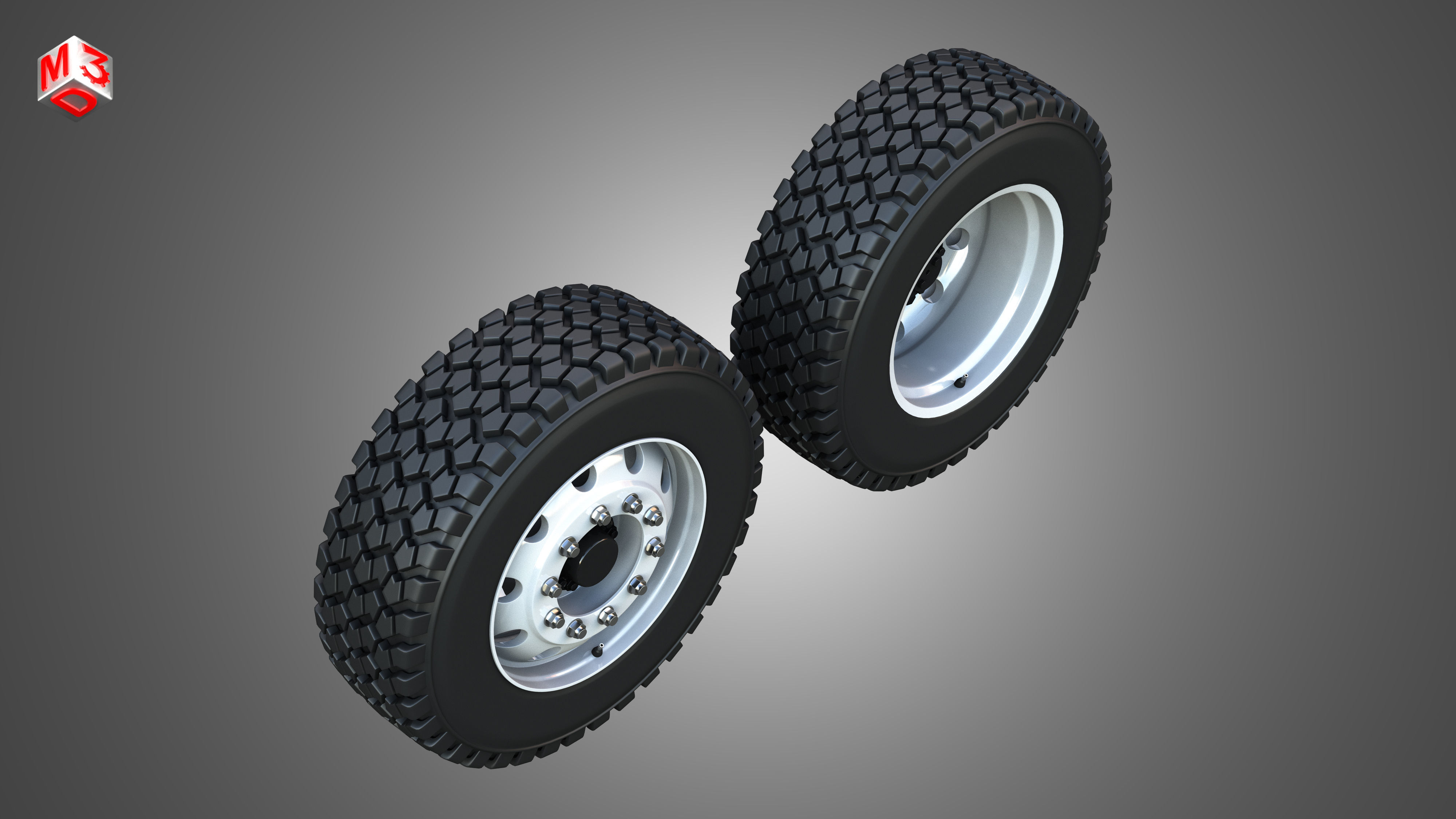 Twin Truck Wheels and Tires TWT1 3D print model_12