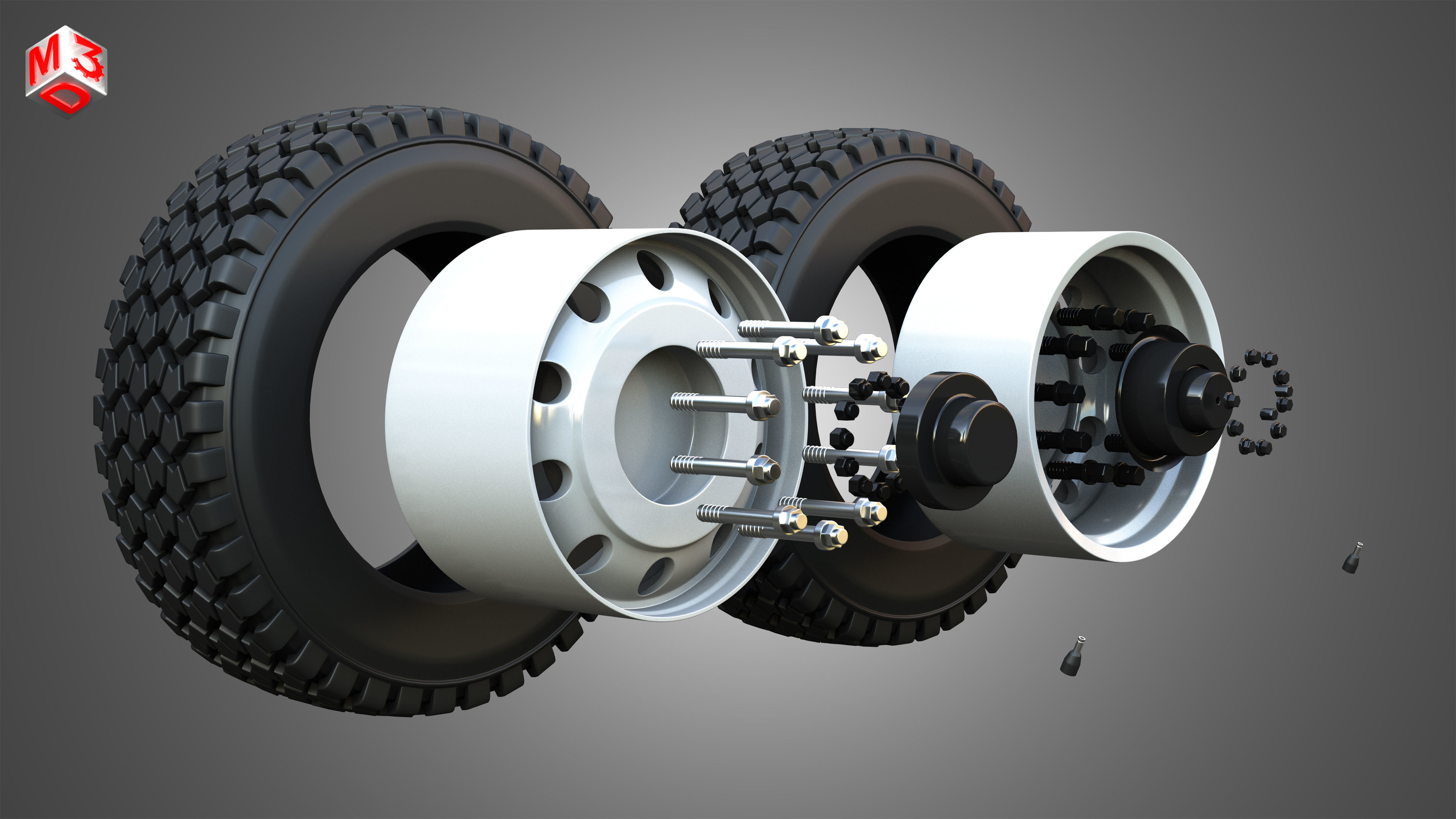 Twin Truck Wheels and Tires TWT1 3D print model_7