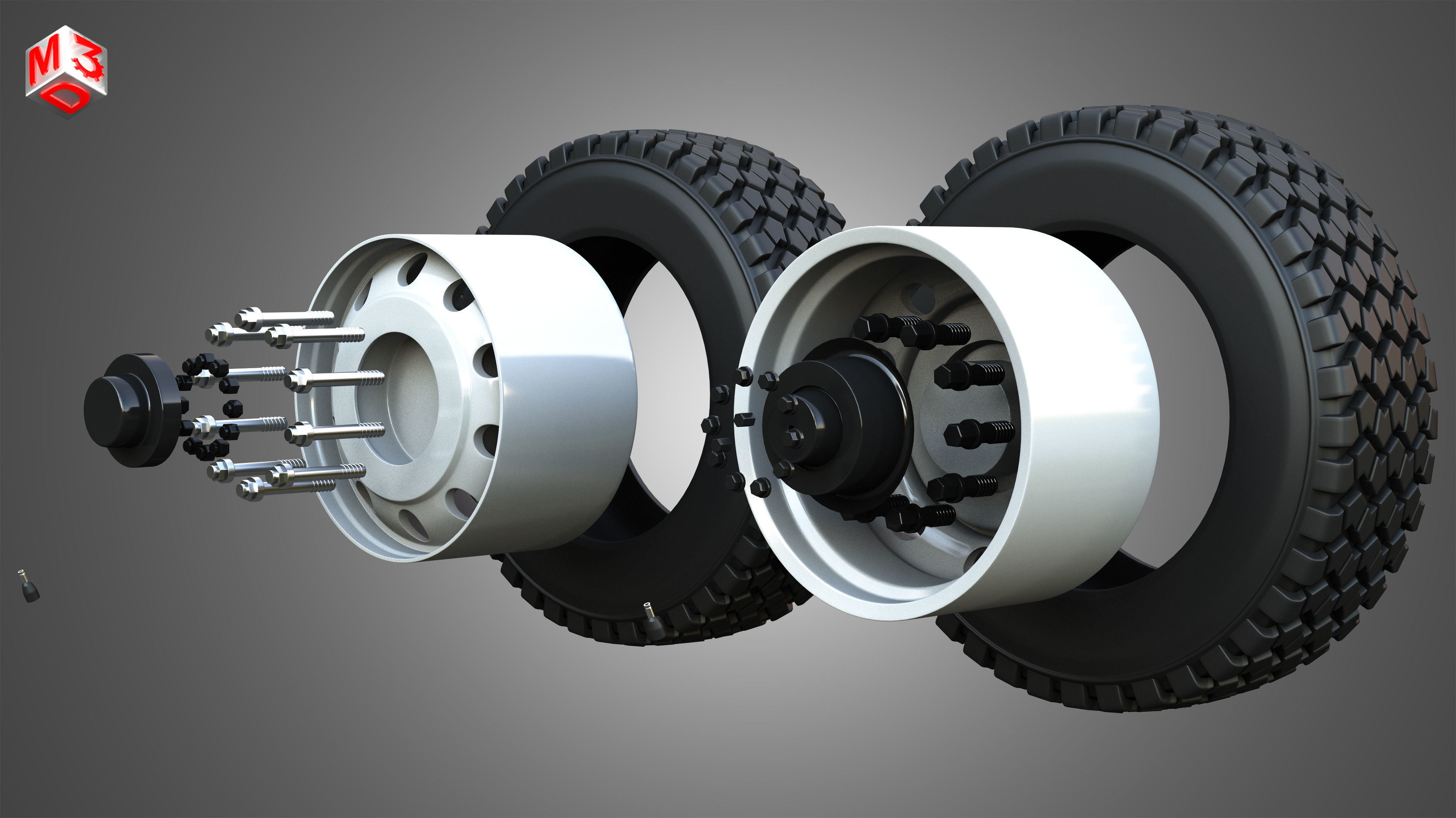 Twin Truck Wheels and Tires TWT1 3D print model_6
