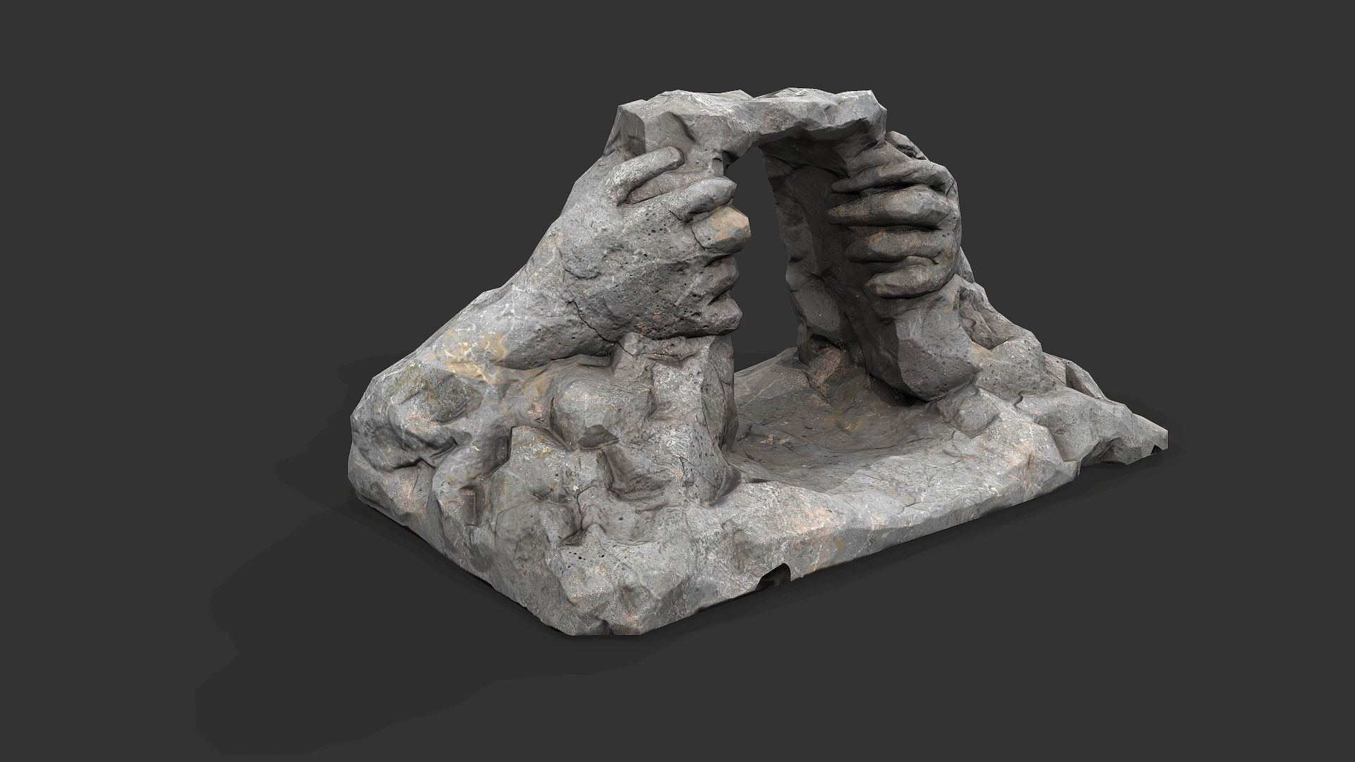 Cave Entrance cliff rock 02 Low-poly 3D model_3