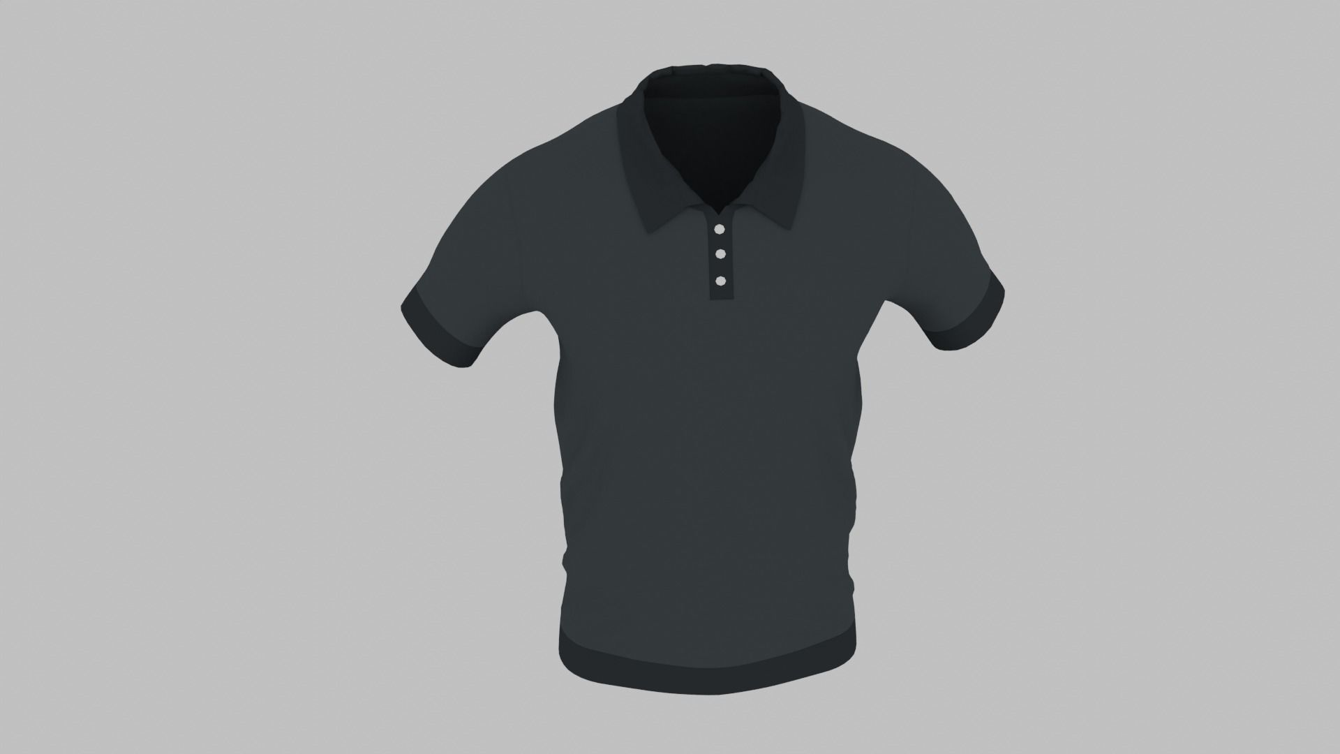T-Shirt Black Low-poly 3D model_3