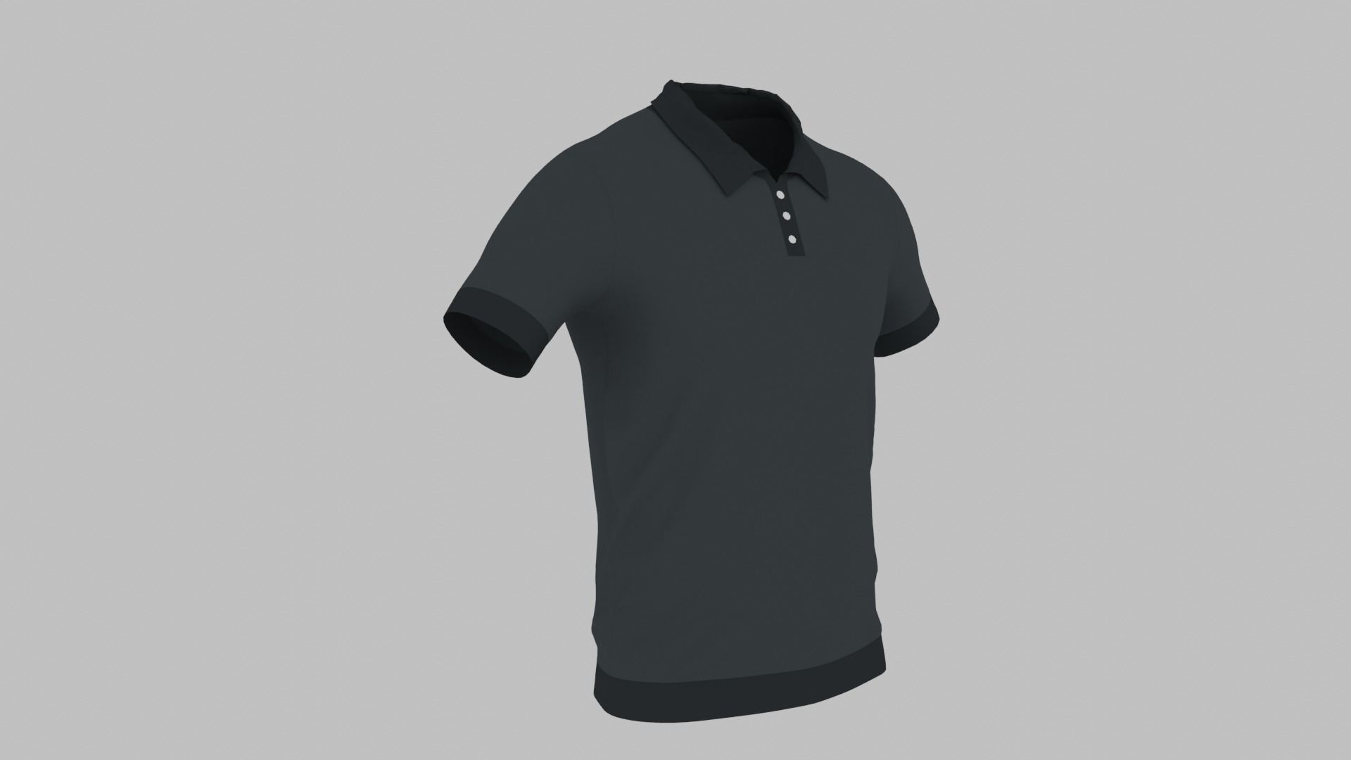 T-Shirt Black Low-poly 3D model_5