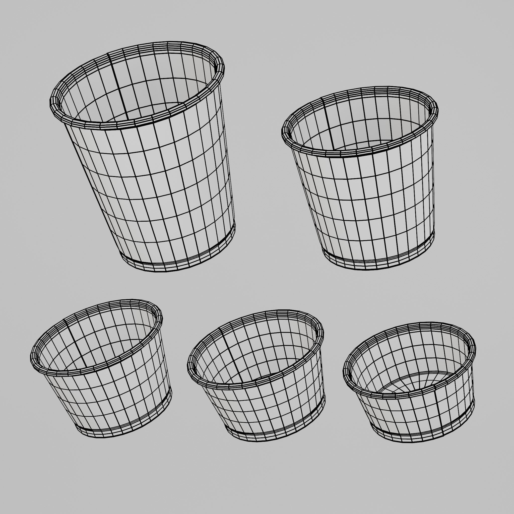 Paper Food Container Collection 3D model_11
