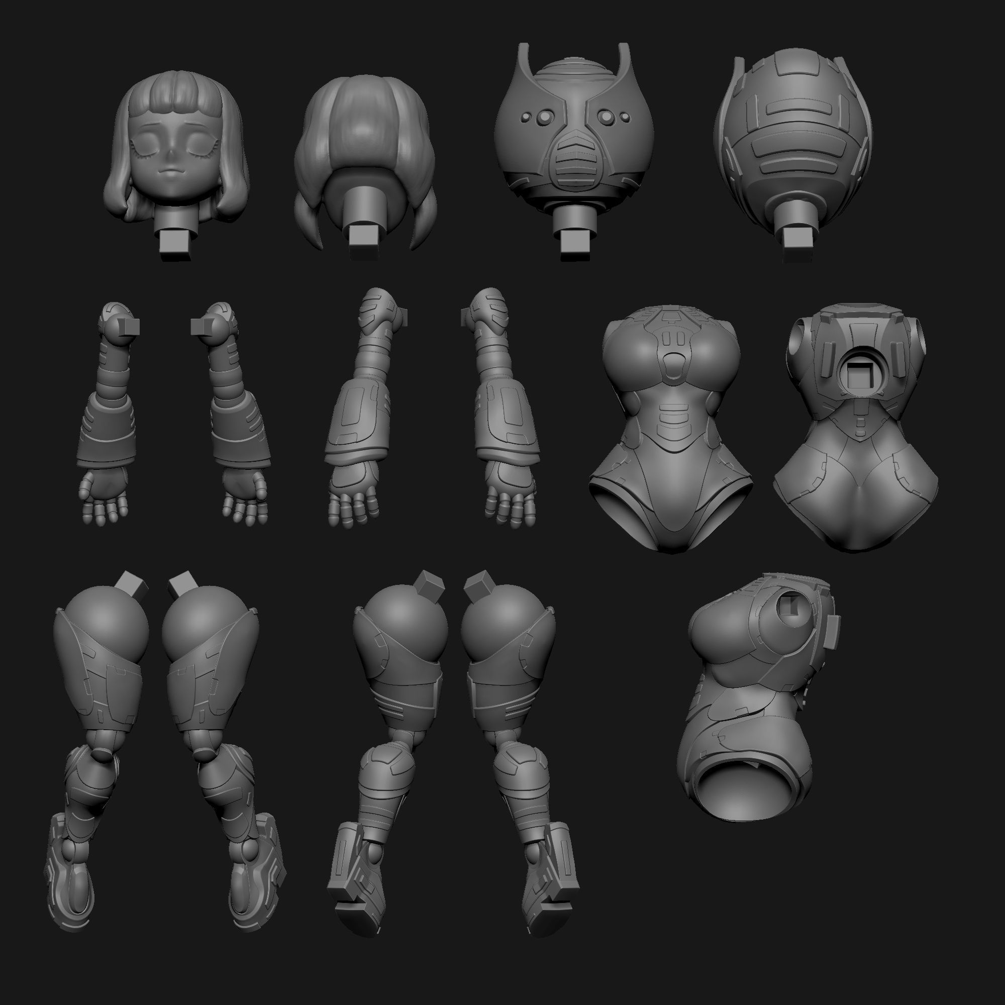 CUTE ROBOT GIRL 3D print model_2