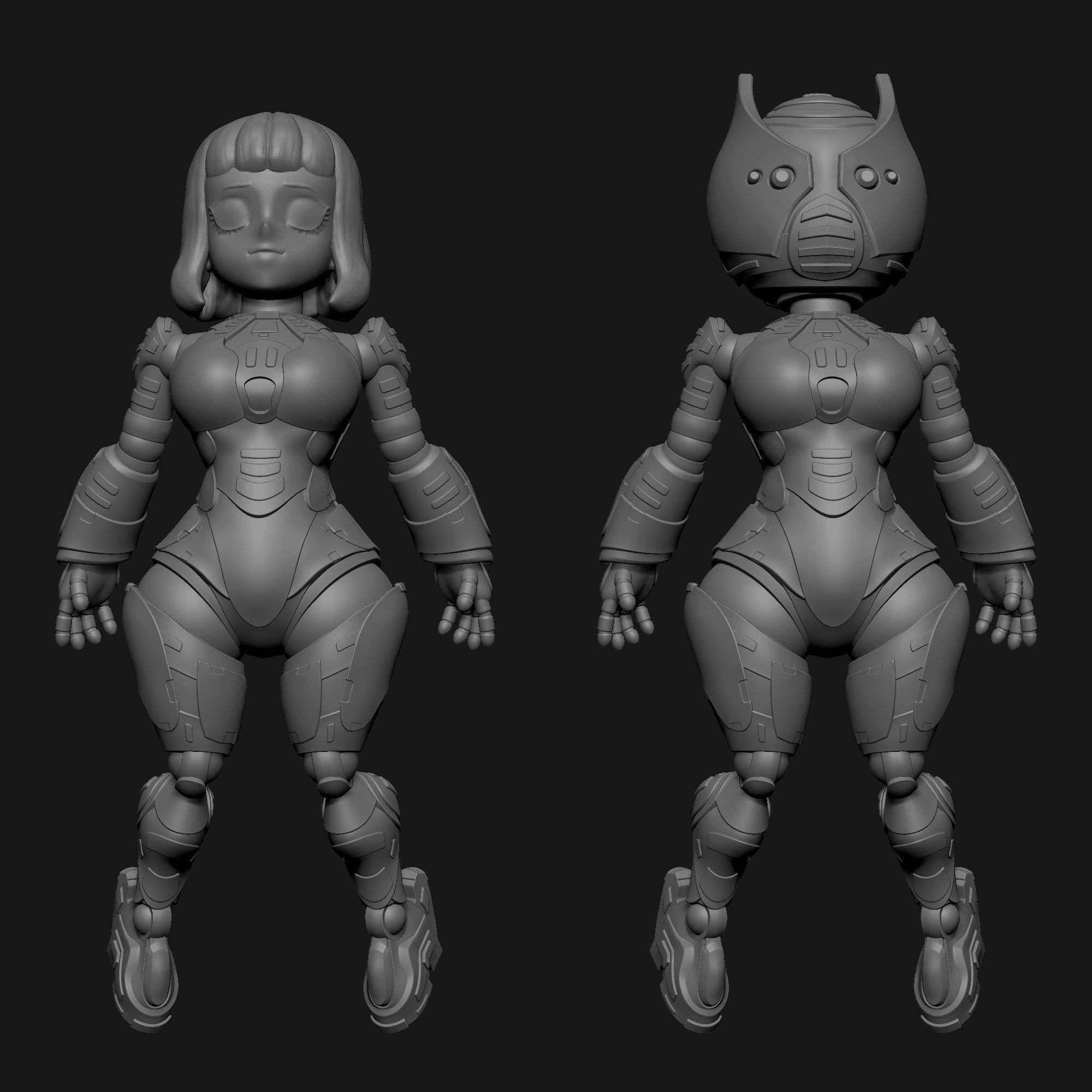 CUTE ROBOT GIRL 3D print model_8