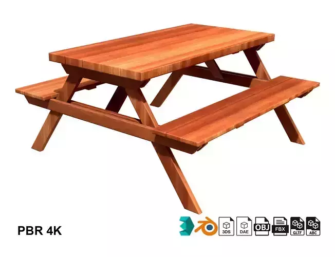 Picnic Bench 7 Low-poly 3D model