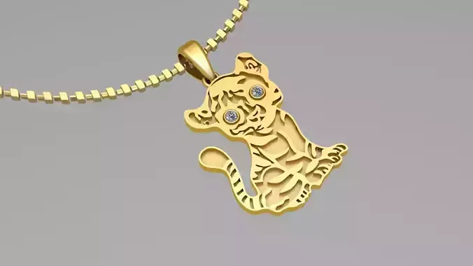 Gold Tiger Pendant 3D print model 3D print model 3D print model