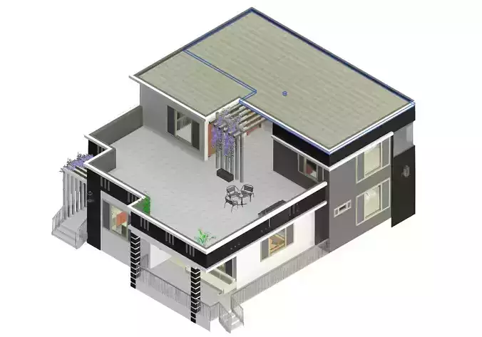 4 Bedroom Revit House plan Low-poly 3D model