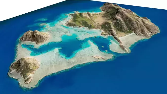 Lizard Island full 3d model terrain Low-poly 3D model