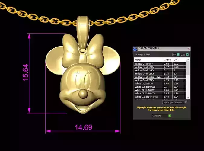 Minnie and mickey mouse pendants 3D Model Collection