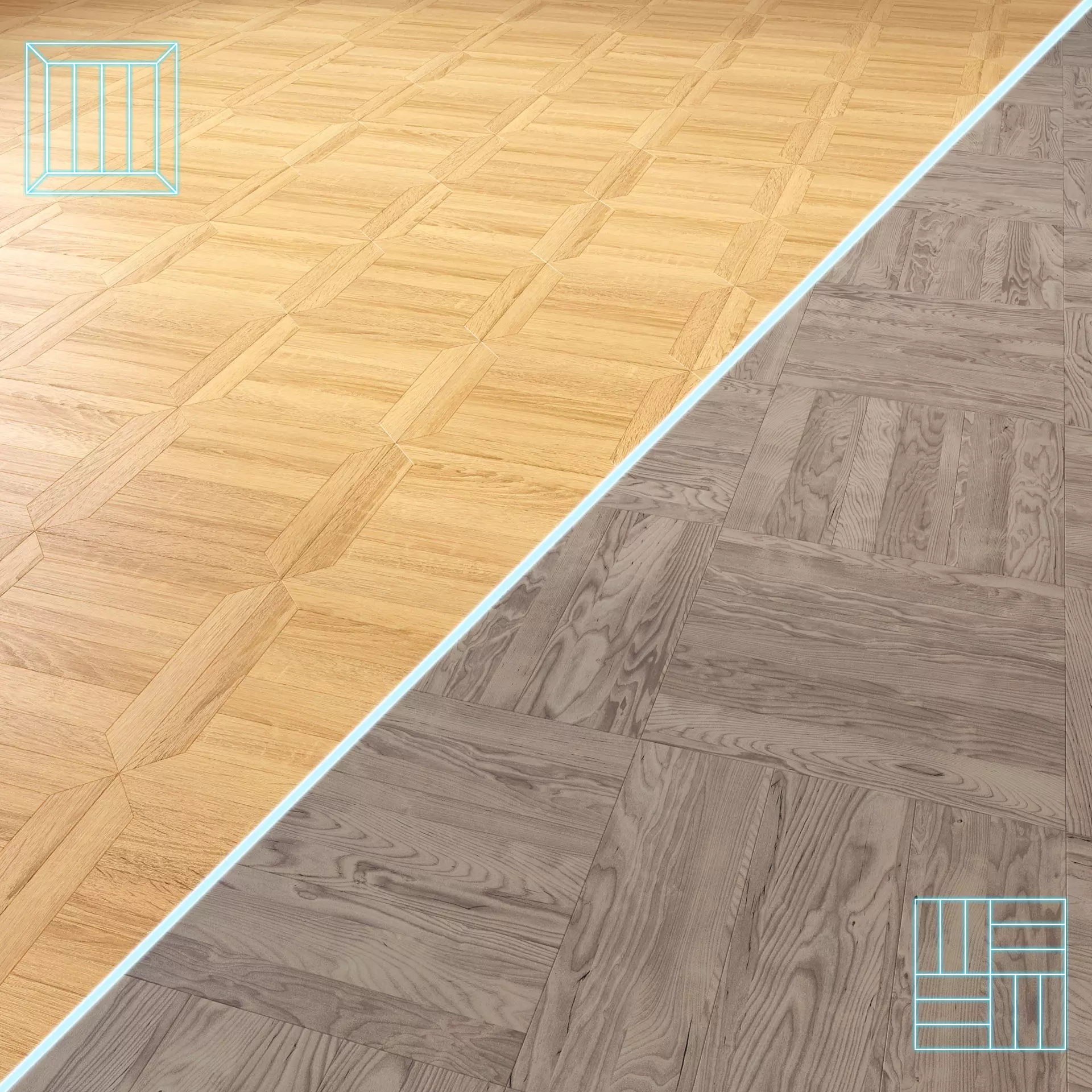 Parquet - Laminate - Wooden floor 2 in 1 Low-poly 3D model_0