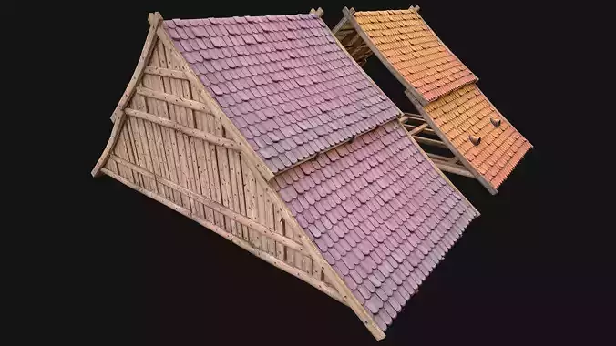 Medieval Tile Roof  Constructor Low-poly 3D model