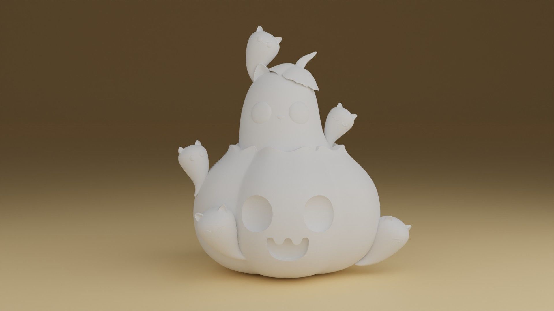 halloween pumpkin cat 3D print model_1