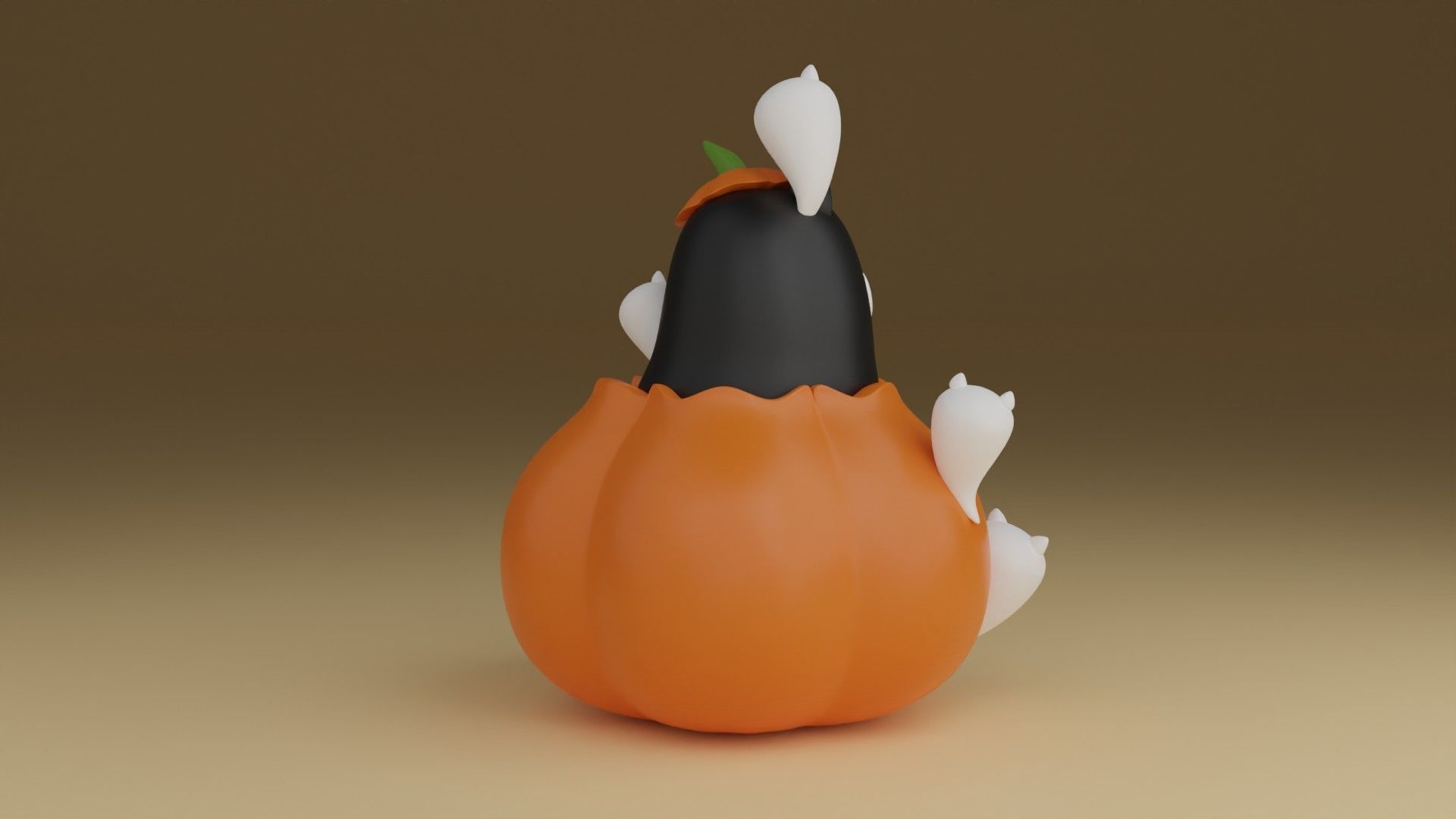halloween pumpkin cat 3D print model_9