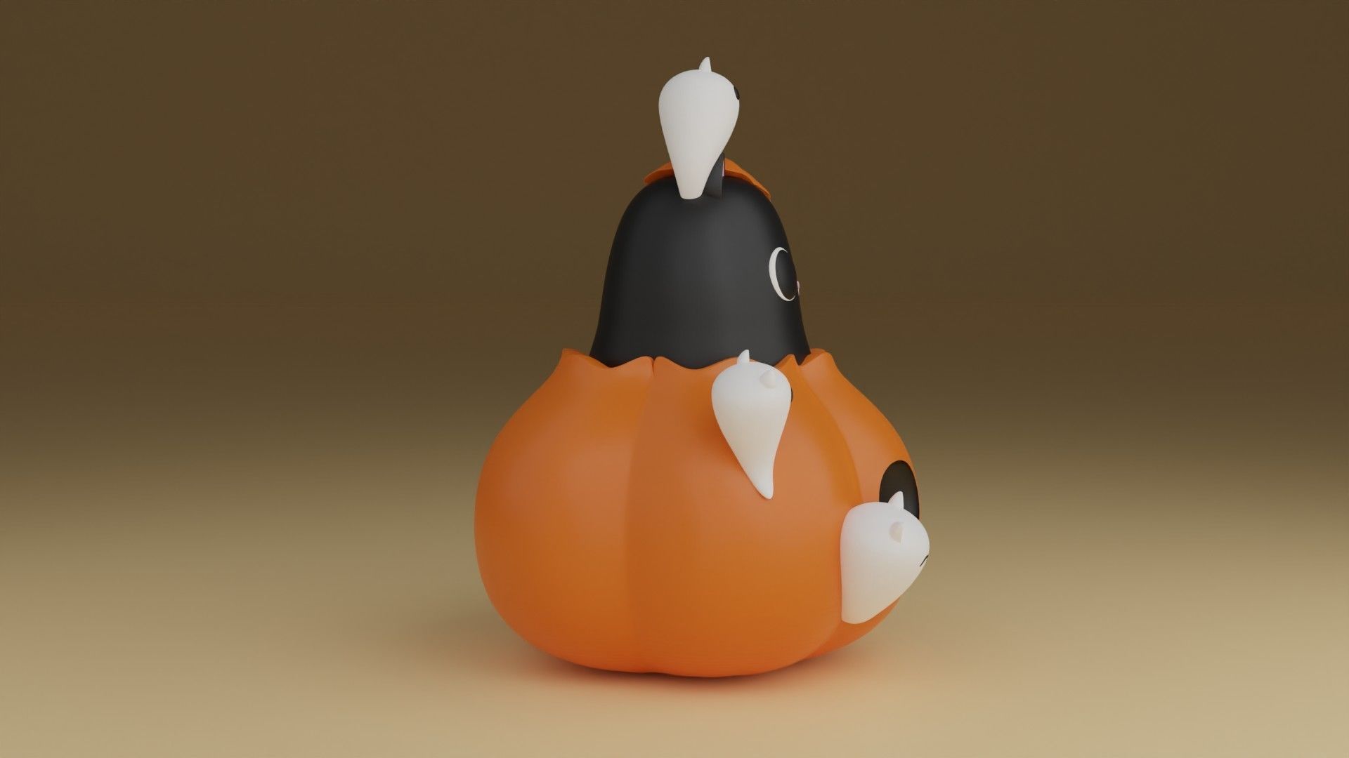 halloween pumpkin cat 3D print model_8