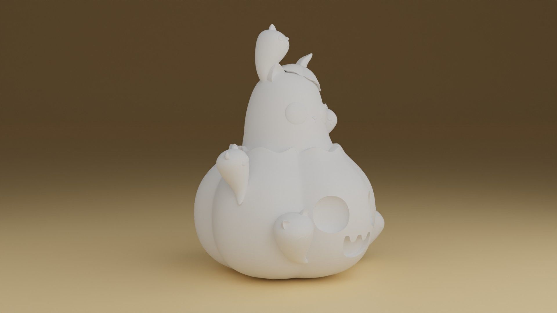 halloween pumpkin cat 3D print model_2