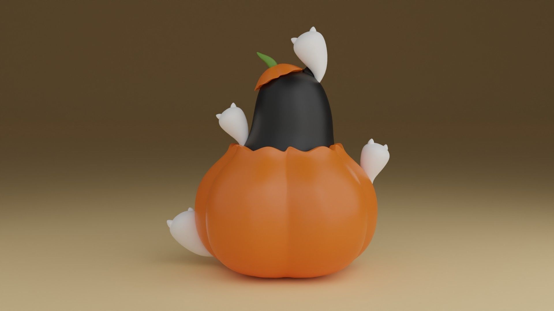 halloween pumpkin cat 3D print model_10