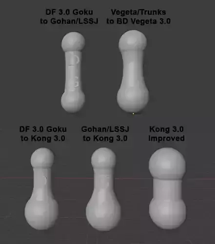 Dragon Ball Conversion Neck Joints For 3 Point O Bodies 3D print model