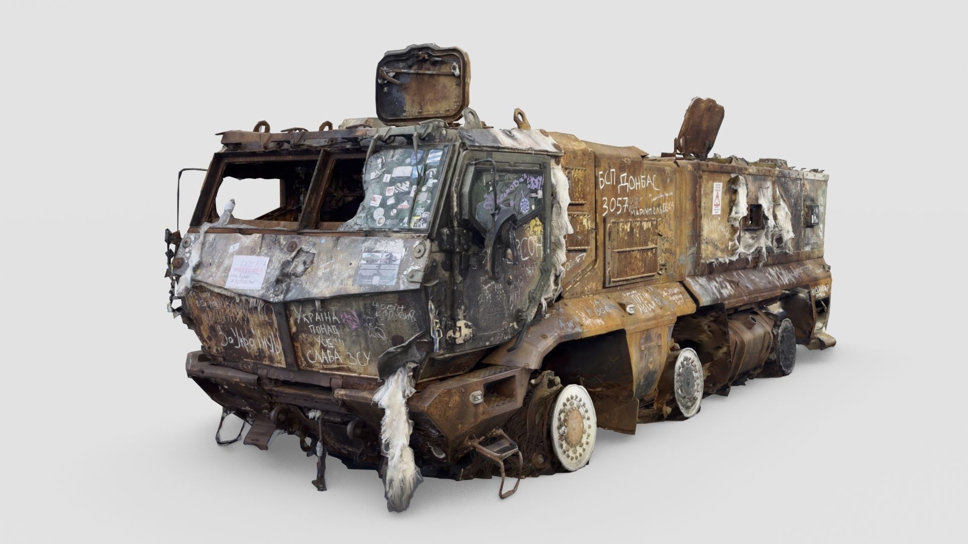 destroyed russian KAMAZ-63968 Typhoon-K MRAP 3D model_4