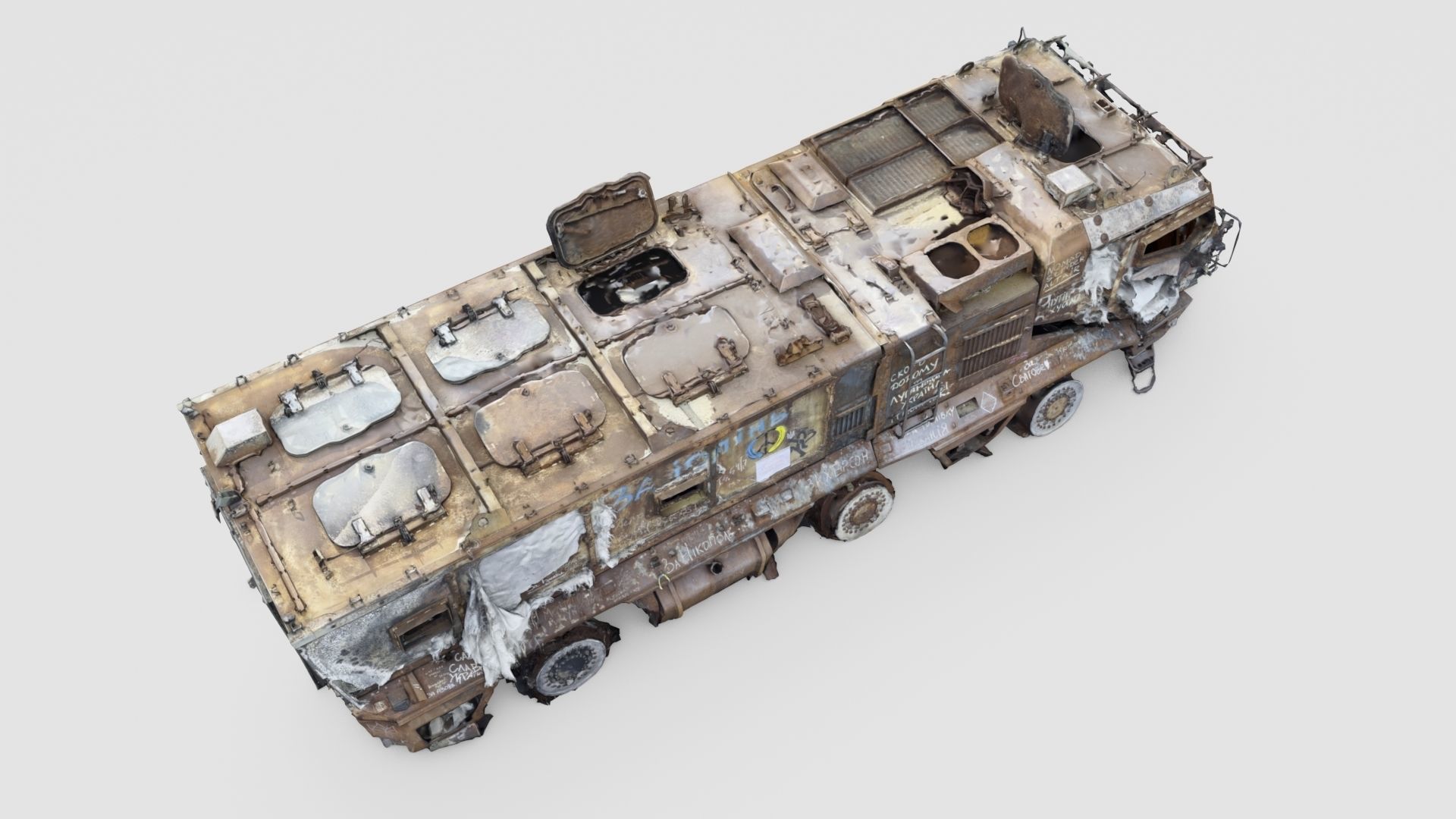 destroyed russian KAMAZ-63968 Typhoon-K MRAP 3D model_2