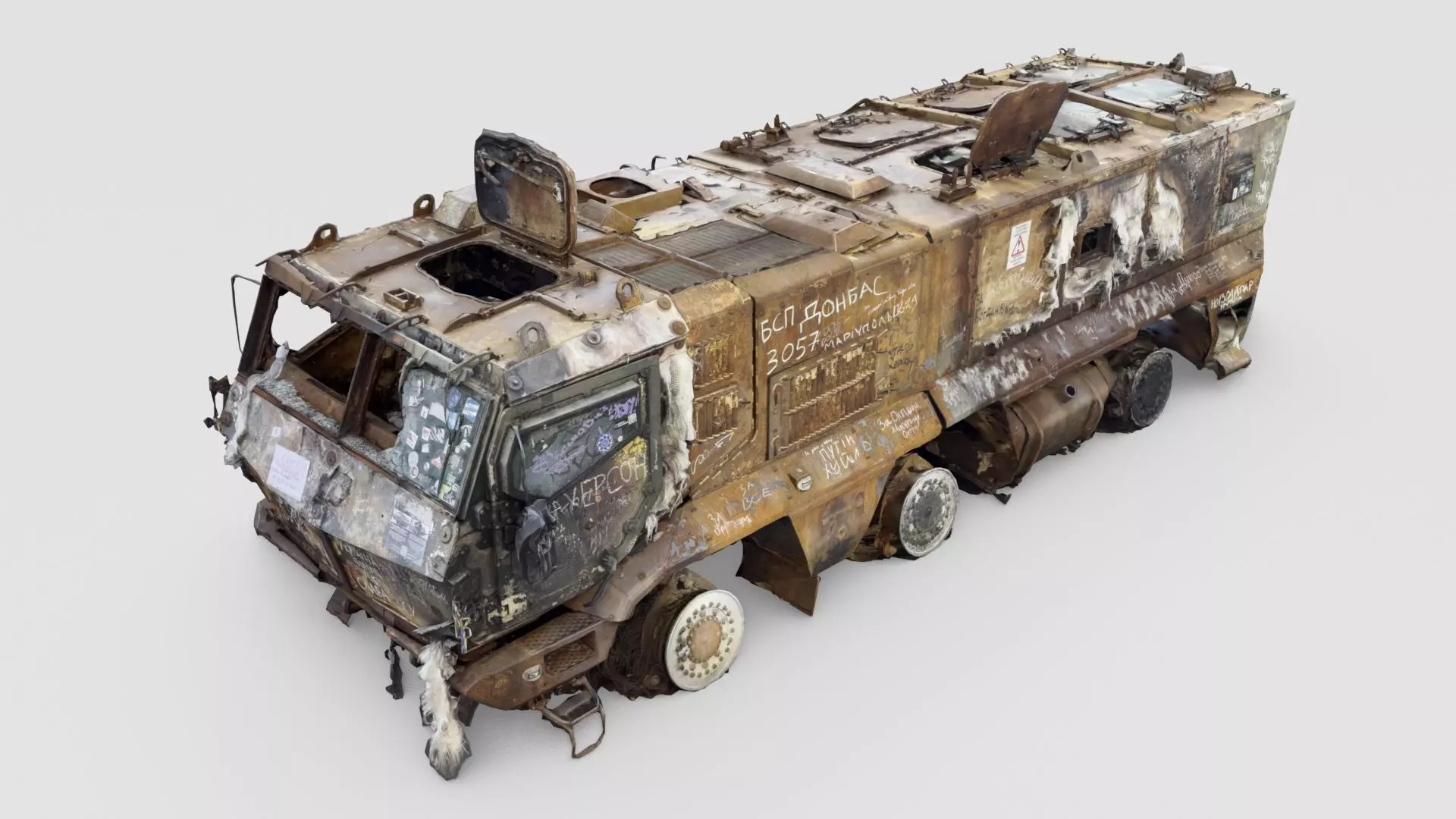 destroyed russian KAMAZ-63968 Typhoon-K MRAP 3D model_0